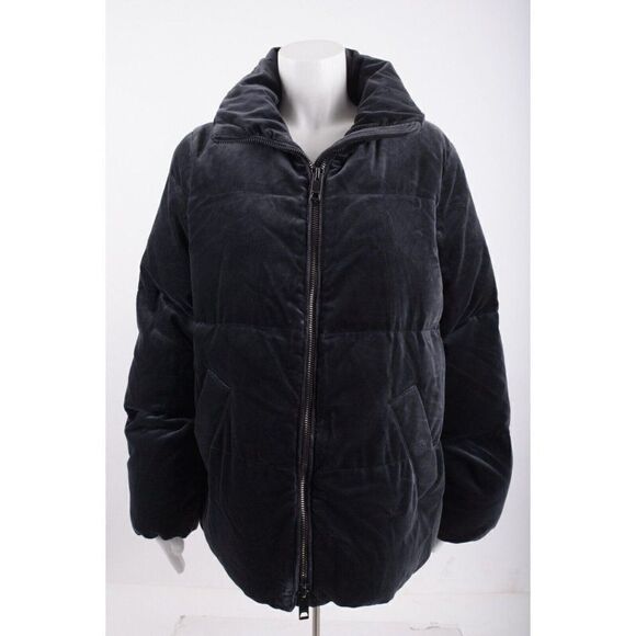 Massimo Dutti Womens Moleskin Jacket Quited Coat Blue L Large 6718/734 NWT - Picture 1 of 7